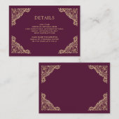 Details zu Blumenrahmen und Hochzeitsdetails Begleitkarte (Vorne/Hinten)