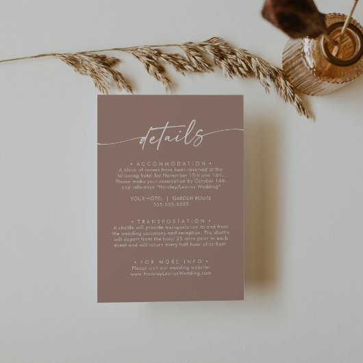 Details zu Boho Chic Neutral Taupe Hochzeiten Begleitkarte