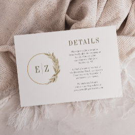 Details zu Boho Pampas Grass Monogram Wreath Beige Begleitkarte