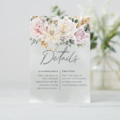 Details zu Boho Pampas & Pink Roses Green Wedding Begleitkarte (Stehend Vorderseite)