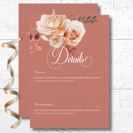 Details zu Boho Peach & Rust Blumenrost Begleitkarte