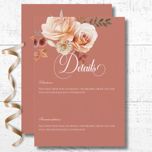 Details zu Boho Peach & Rust Blumenrost Begleitkarte