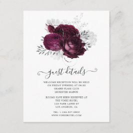 Details zu Burgund und Silver Floral Wedding Begleitkarte