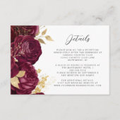 Details zu Burgundy Bloral Gold Script Hochzeiten Begleitkarte (Vorderseite)