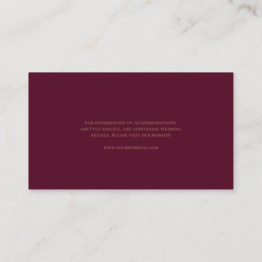 Details zu Burgundy & Gold-Hochzeiten Begleitkarte (Rückseite)