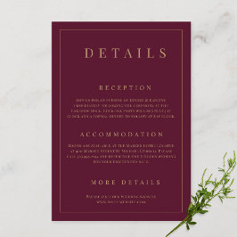 Details zu Burgundy & Gold-Hochzeiten Begleitkarte