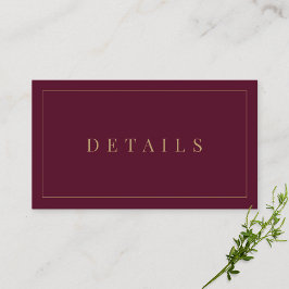 Details zu Burgundy & Gold-Hochzeiten Begleitkarte