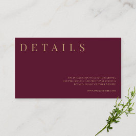 Details zu Burgundy & Gold-Hochzeiten Begleitkarte