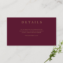 Details zu Burgundy & Gold-Hochzeiten Begleitkarte