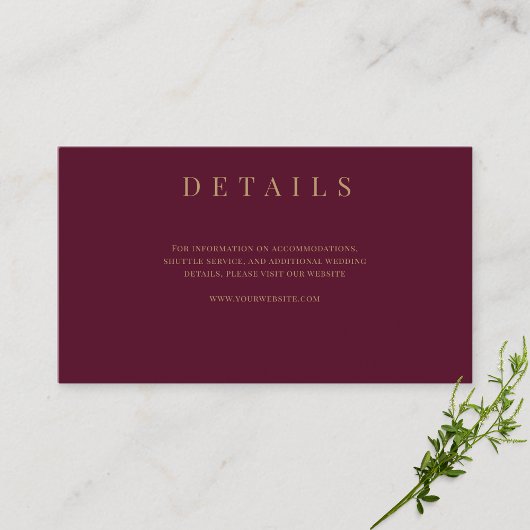 Details zu Burgundy & Gold-Hochzeiten Begleitkarte
