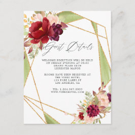 Details zu Burgundy-Marsala und Blush Geometric Begleitkarte