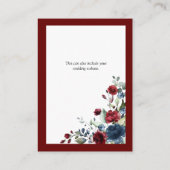 Details zu Burgundy Navy Blue Floral Watercolor Begleitkarte (Rückseite)