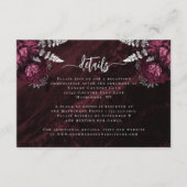 Details zu Burgundy Silver Floral Script Hochzeite Begleitkarte (Vorderseite)