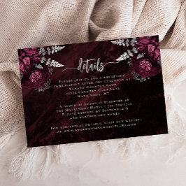 Details zu Burgundy Silver Floral Script Hochzeite Begleitkarte