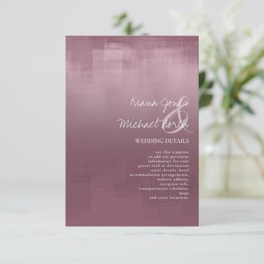 Details zu den Aquarellfarben-Reflektionen Mauve-I Begleitkarte (Stehend Vorderseite)