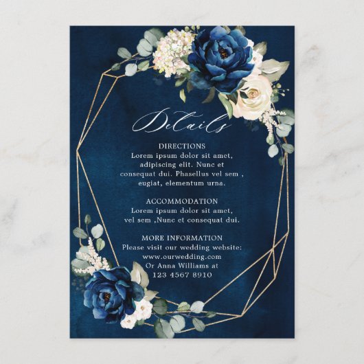 Details zu den geometrischen Details der Navy Gold Begleitkarte (Vorderseite)