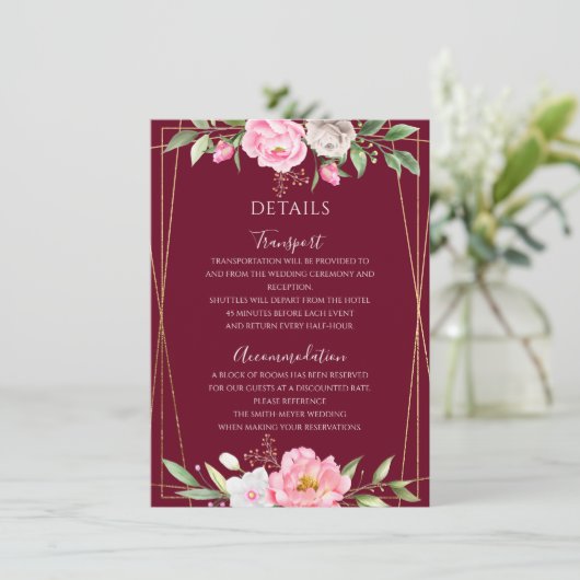 Details zu den geometrischen Hochzeiten in Burgund Begleitkarte (Stehend Vorderseite)