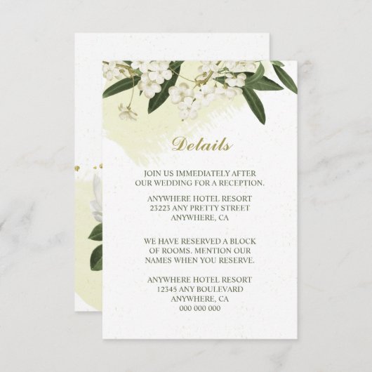 Details zu den grünen Blätter mit weißer und golde Begleitkarte (Vorne/Hinten)