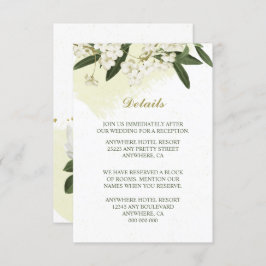 Details zu den grünen Blätter mit weißer und golde Begleitkarte