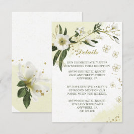 Details zu den grünen Blätter mit weißer und golde Begleitkarte