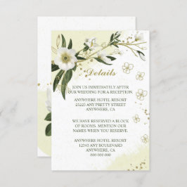 Details zu den grünen Blätter mit weißer und golde Begleitkarte