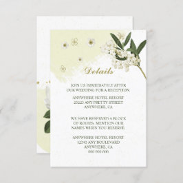 Details zu den grünen Blätter mit weißer und golde Begleitkarte