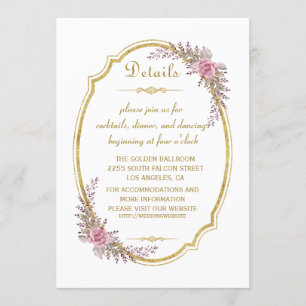 Details zu den Hochzeiten im eleganten Blush-Gold- Einladung