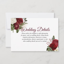 Details zu den Hochzeiten im eleganten Burgundy Re Einladung