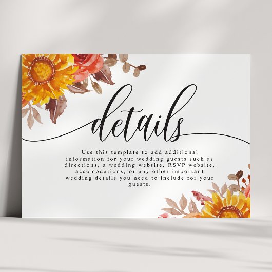 Details zu den Hochzeiten im Herbst in Rustikal Begleitkarte