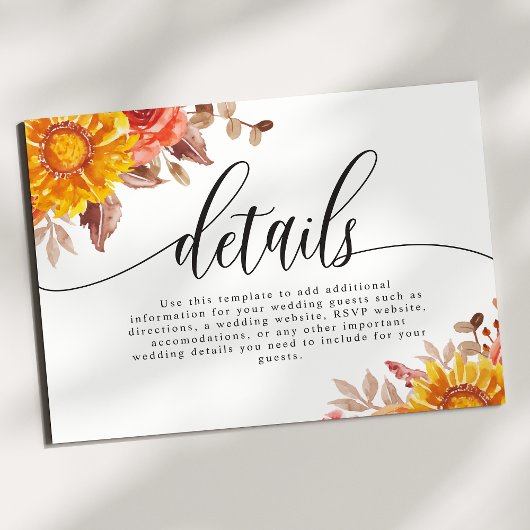 Details zu den Hochzeiten im Herbst in Rustikal Begleitkarte