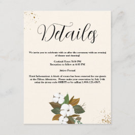 Details zu den Hochzeiten in Braun und Creme Begleitkarte