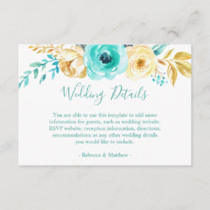 Details zu den Hochzeiten in Chic Turquoise Gold F Begleitkarte