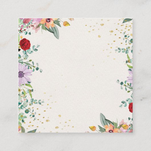 Details zu den Hochzeiten in Monogram-Wildblume Begleitkarte (Rückseite)