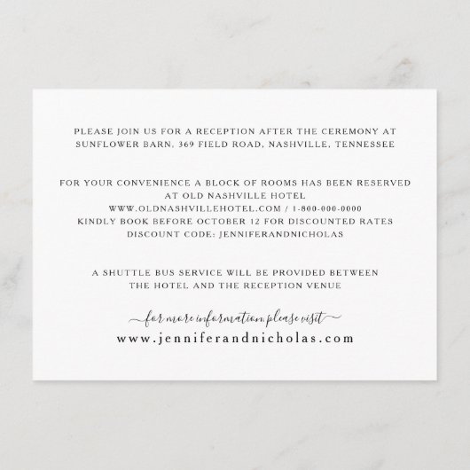 Details zu den Hochzeiten in weißer Blüte Begleitkarte (Rückseite)