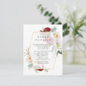 Details zu den Hochzeitsgästen in Burgund Red & Wh Begleitkarte (Stehend Vorderseite)