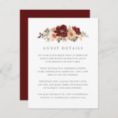 Details zu den Hochzeitsgästen in Burgund und Peac Begleitkarte (Vorne/Hinten)