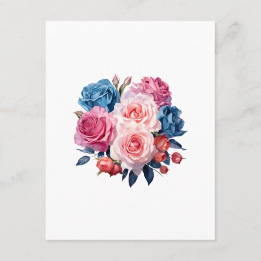 Details zu den Hochzeitsgästen in Rosa und Blau Begleitkarte (Rückseite)