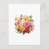 Details zu den Hochzeitsgästen in Rosa und Gelb Begleitkarte (Rückseite)