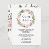 Details zu den Hochzeitsgästen in tropischem Rosa Begleitkarte (Vorne/Hinten)