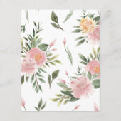 Details zu den Hochzeitsgästen in tropischem Rosa Begleitkarte (Rückseite)