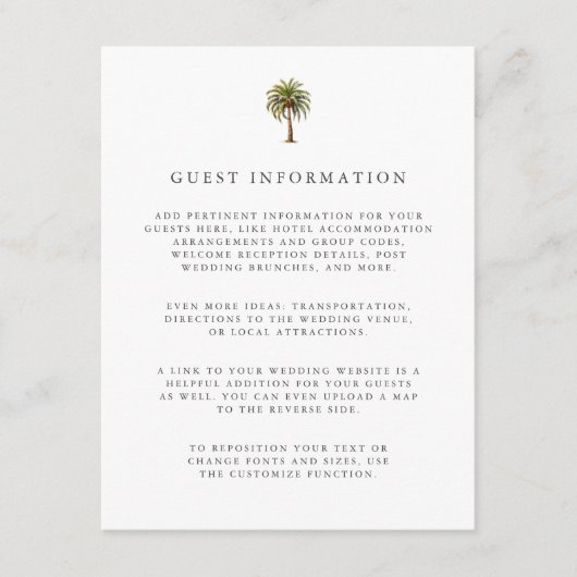 Details zu den tropischen Palmen Begleitkarte (Vorderseite)