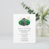 Details zu dunklen Smaragdfarben und Goldfloralen Begleitkarte (Stehend Vorderseite)