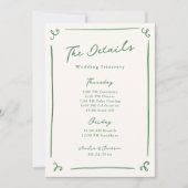 Details zu einer grünen Hochzeit mit weißer Hand Einladung (Vorderseite)