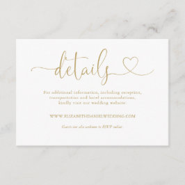 Details zu eleganten Gold Heart Script-Hochzeiten Begleitkarte