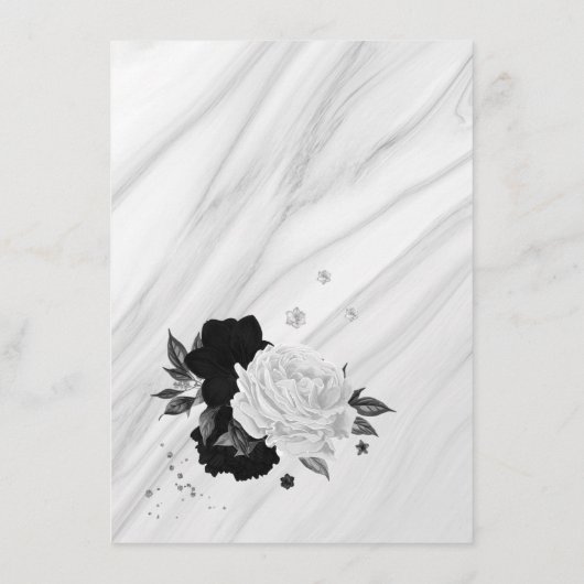 Details zu eleganten Schwarz-weißen Blume Begleitkarte (Rückseite)