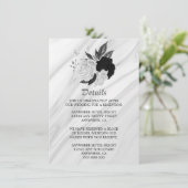 Details zu eleganten Schwarz-weißen Blume Begleitkarte (Stehend Vorderseite)