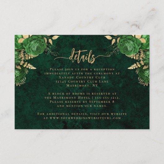 Details zu Emerald Green Gold Agate Scripts für Ho Begleitkarte (Vorderseite)