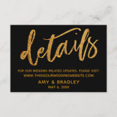 Details zu Gold Waves & Handwriting Black Wedding Begleitkarte (Vorderseite)