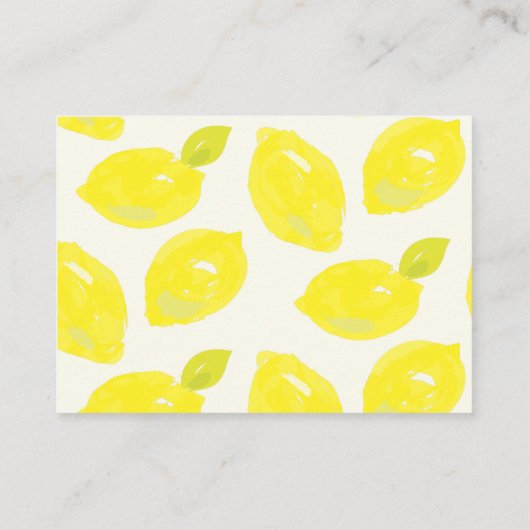 Details zu handbemalten Karos Lemon & Pink Begleitkarte (Rückseite)