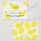 Details zu handbemalten Karos Lemon & Pink Begleitkarte (Vorne/Hinten)